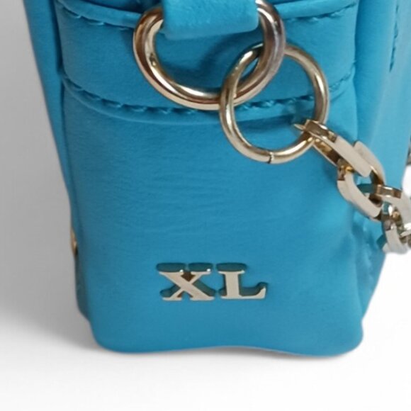 XL Aqua Blue Vegan Studded Crossbody Bag – Square Mini Purse w/ Chain Strap NWOT - Picture 12 of 12